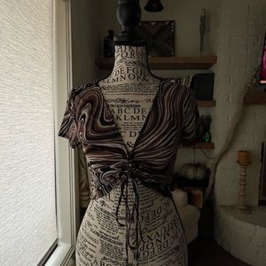 See through funky brown top